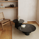 Marmurowy zestaw stolików kawowych Madrid - czarny dąb