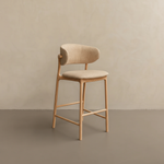 Hoker Koral - drewno dębowe jasne, tkanina w kolorze piaskowym