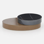 Stolik kawowy Lyra z wykończeniem z czarnego i orzechowego dębu