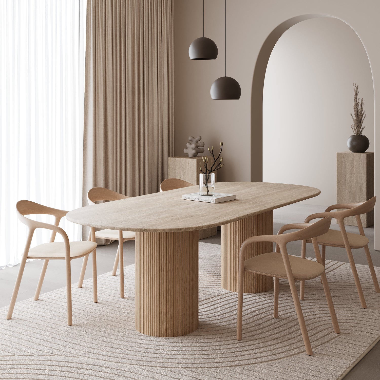 Półowalny marmurowy stół jadalniany