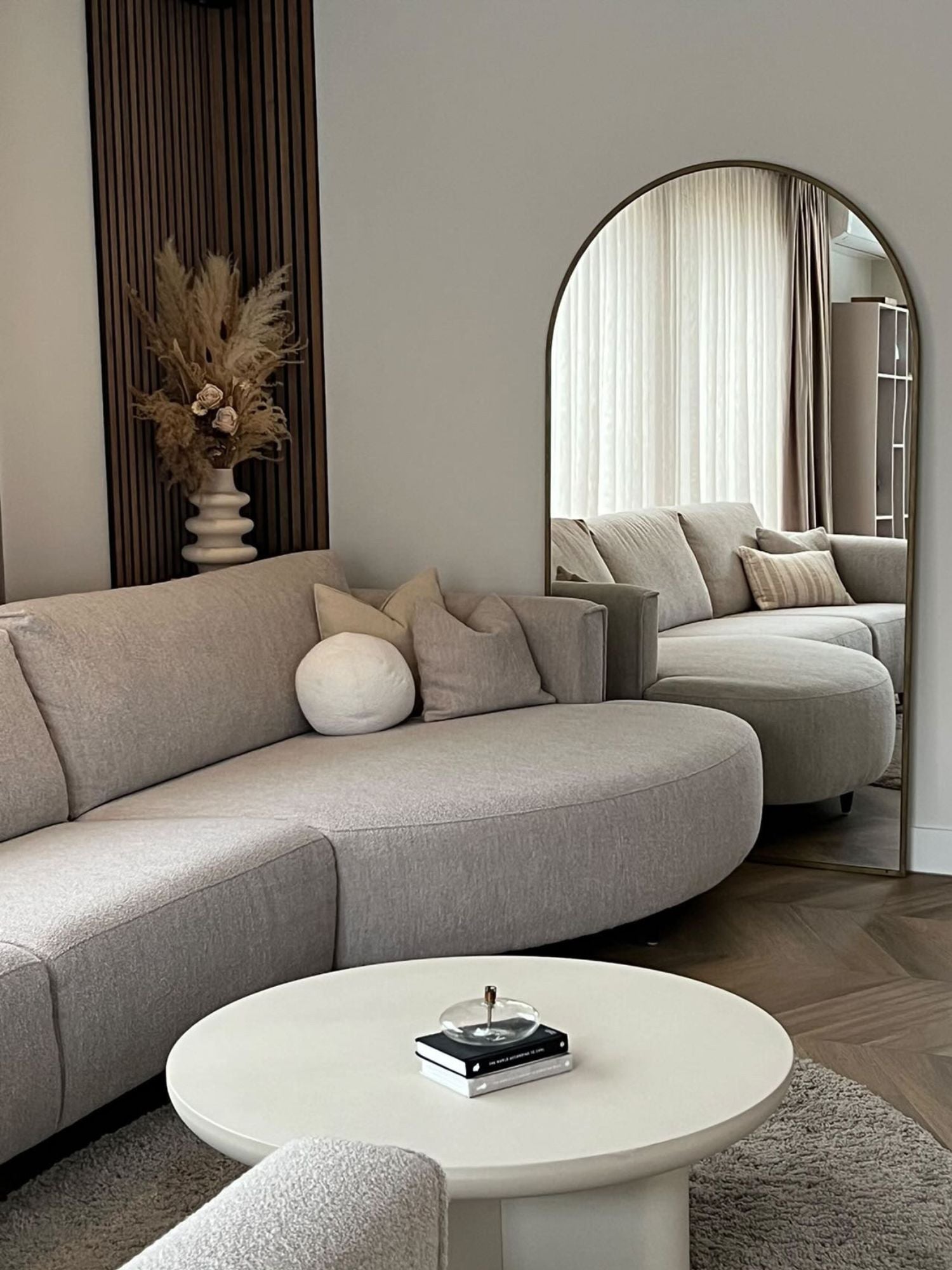 Duże Lustro Podłogowe Owalne 180x100 Brązowe