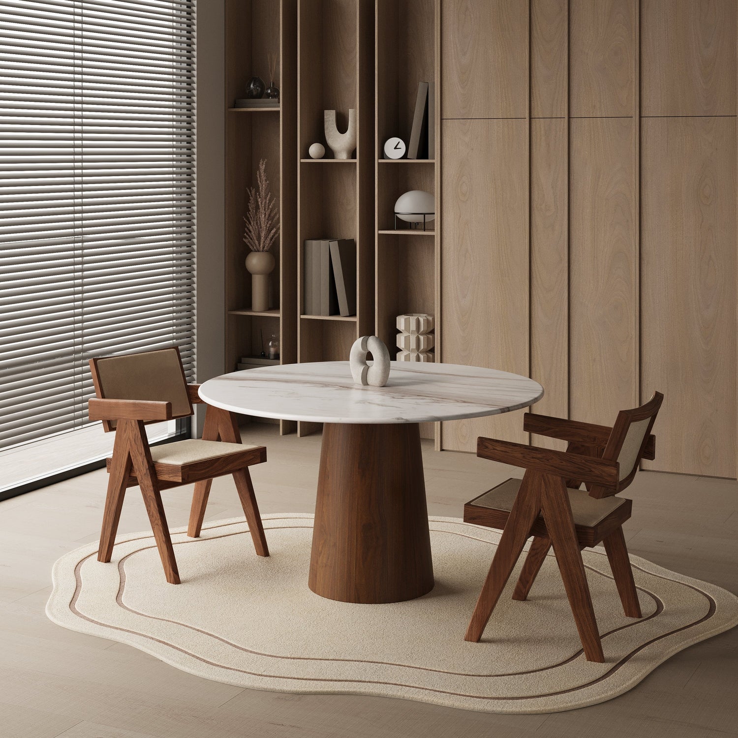 Okrągły marmurowy stół jadalniany