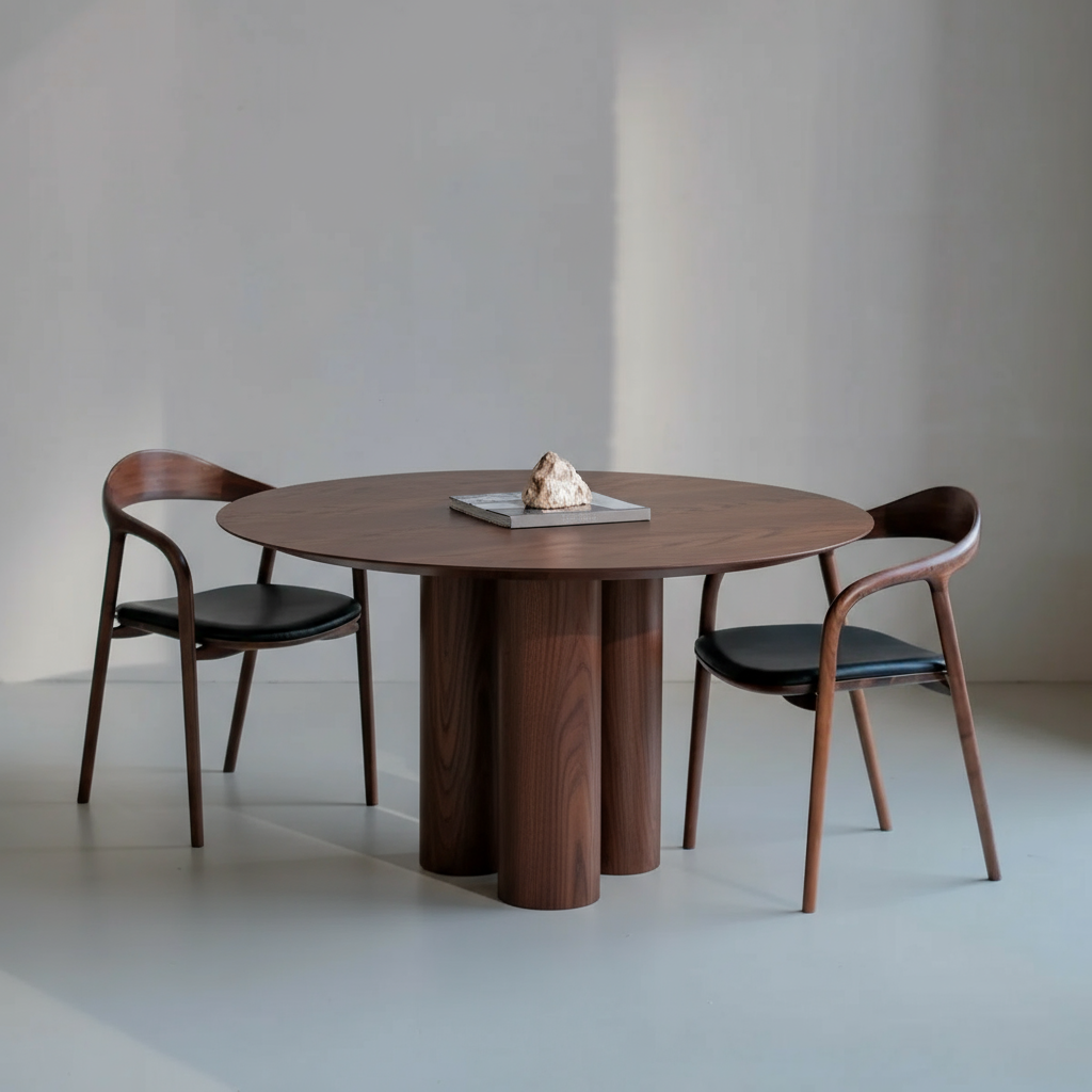 Okrągły drewniany stół jadalniany - drewno orzechowe