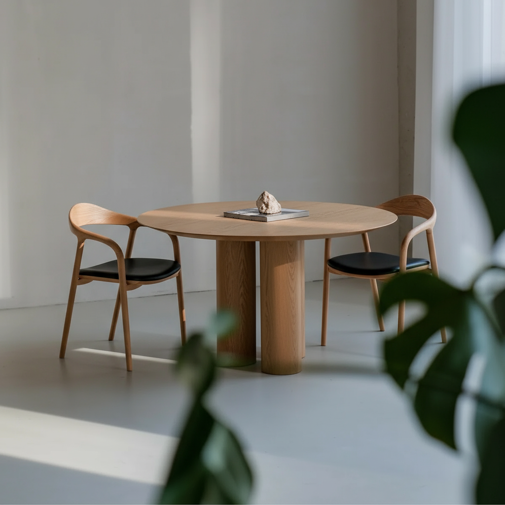 Okrągły drewniany stół jadalniany - jasny dąb