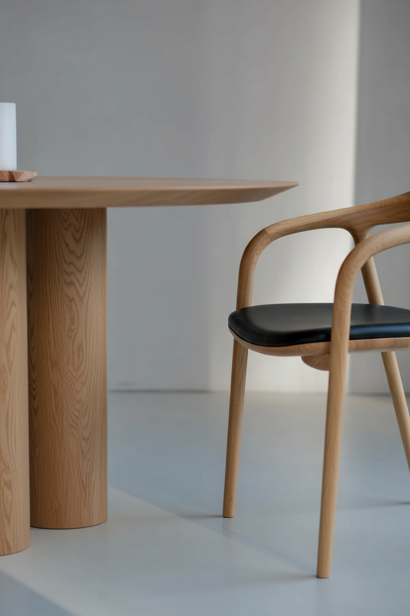 Okrągły drewniany stół jadalniany - jasny dąb