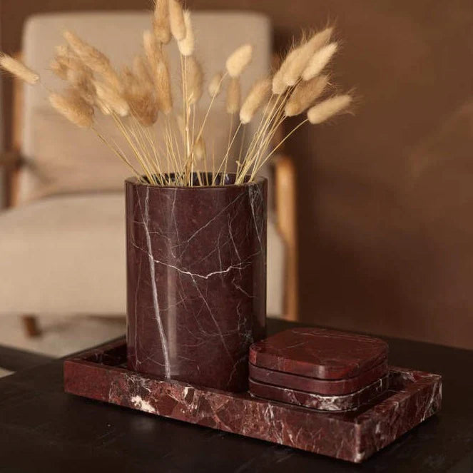 Marmurowy wazon / lodówka na wino w kolorze czerwonym Ø12×18 cm