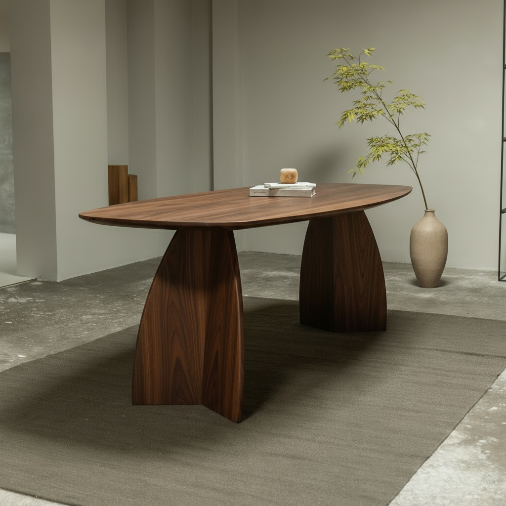 Drewniany duński owalny stół jadalniany - drewno orzechowe