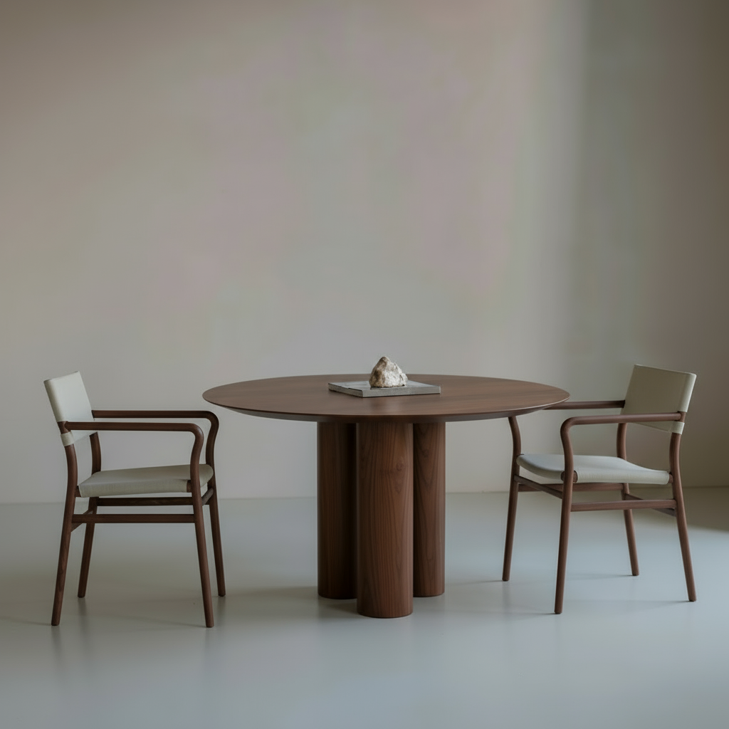 Okrągły drewniany stół jadalniany - drewno orzechowe