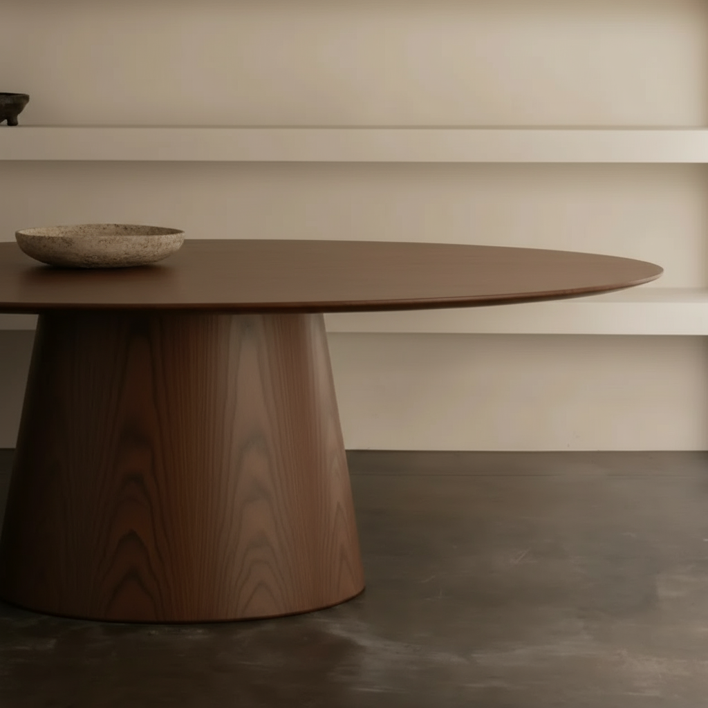 Drewniany owalny stół jadalniany - drewno orzechowe