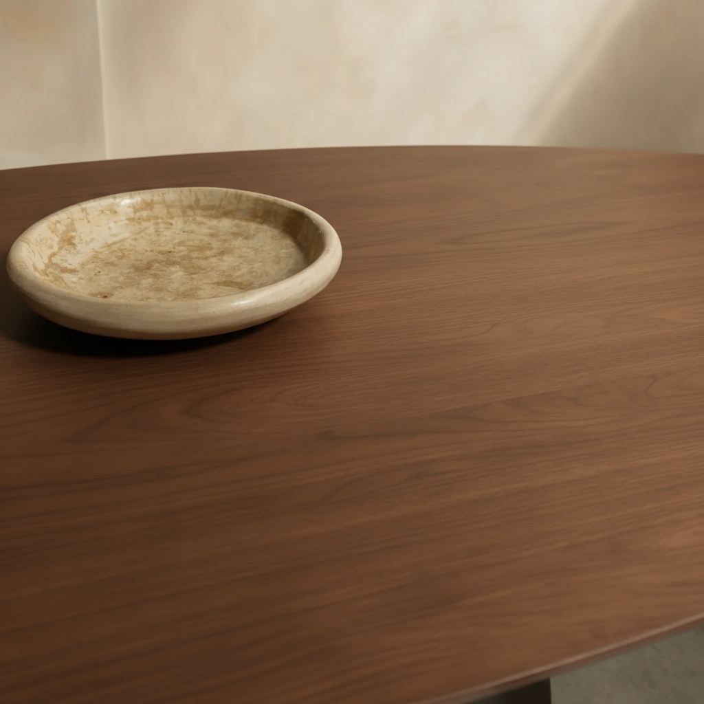 Drewniany owalny stół jadalniany - drewno orzechowe